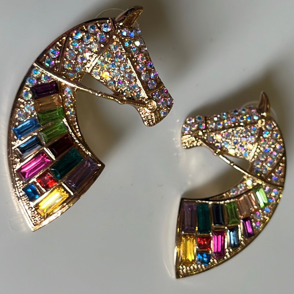 Horse Earrings | Multicoloured Earrings | Rhinestone Earrings