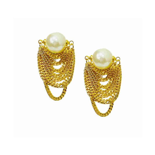 Gold Pearl Earrings | Pearl Earrings for Girls | Artificial Jewelry