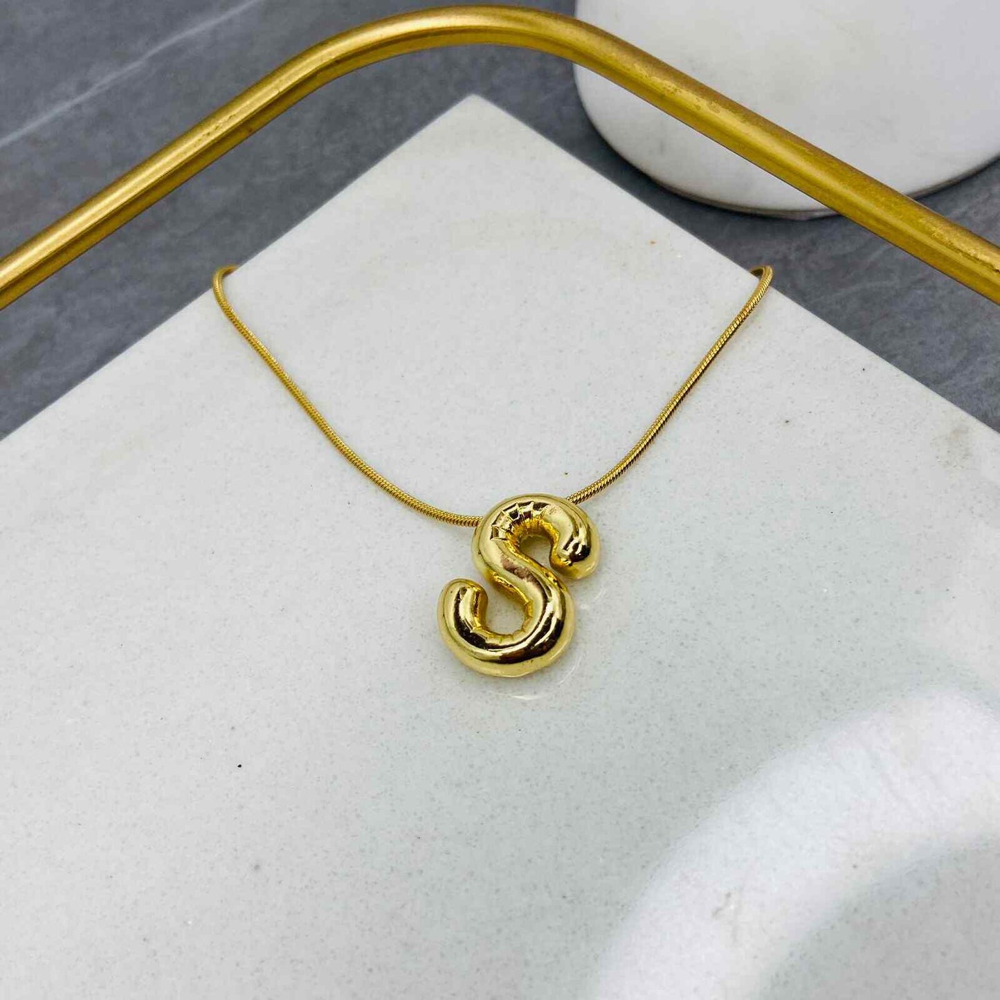 Letter S Pendant Gold