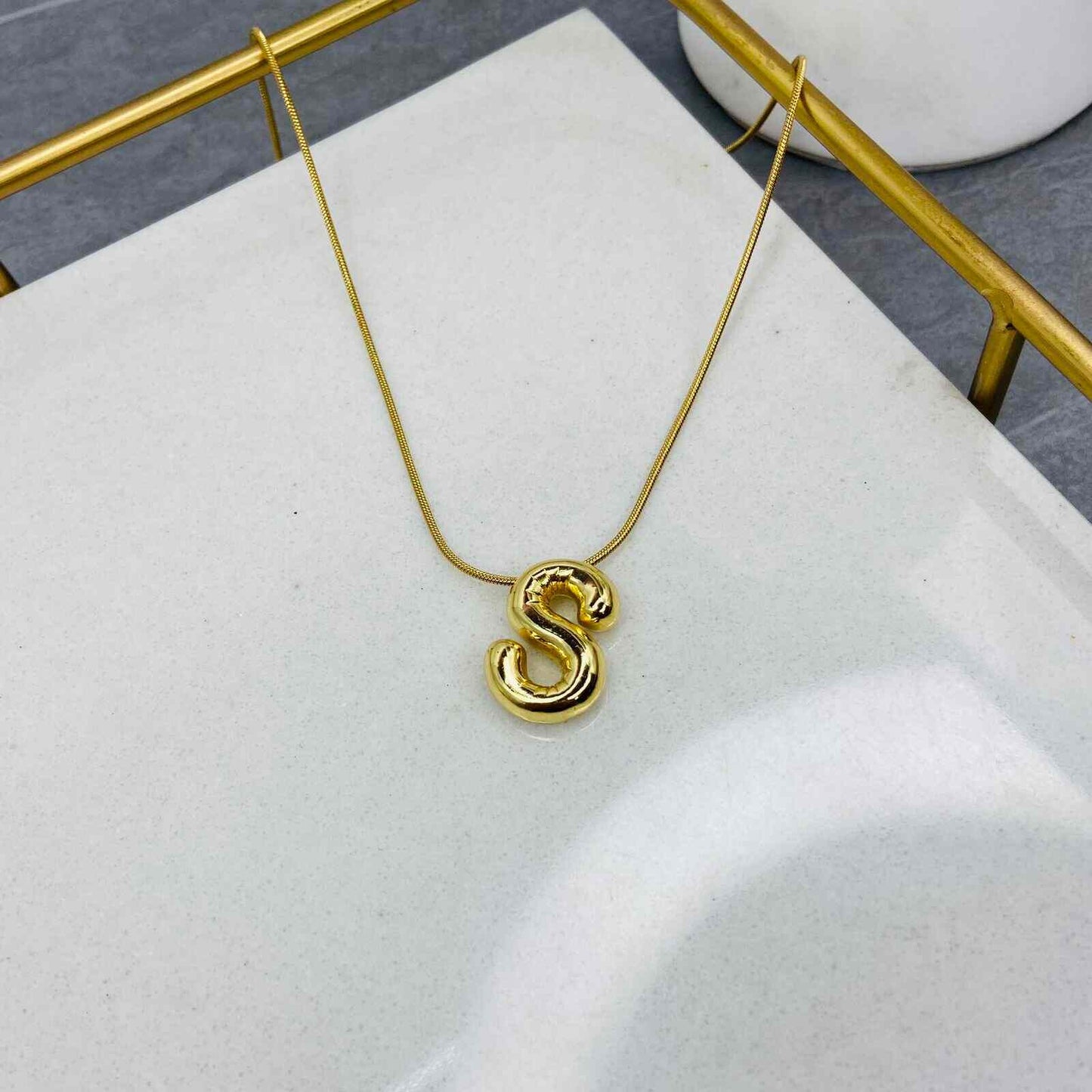 Letter S Pendant Gold