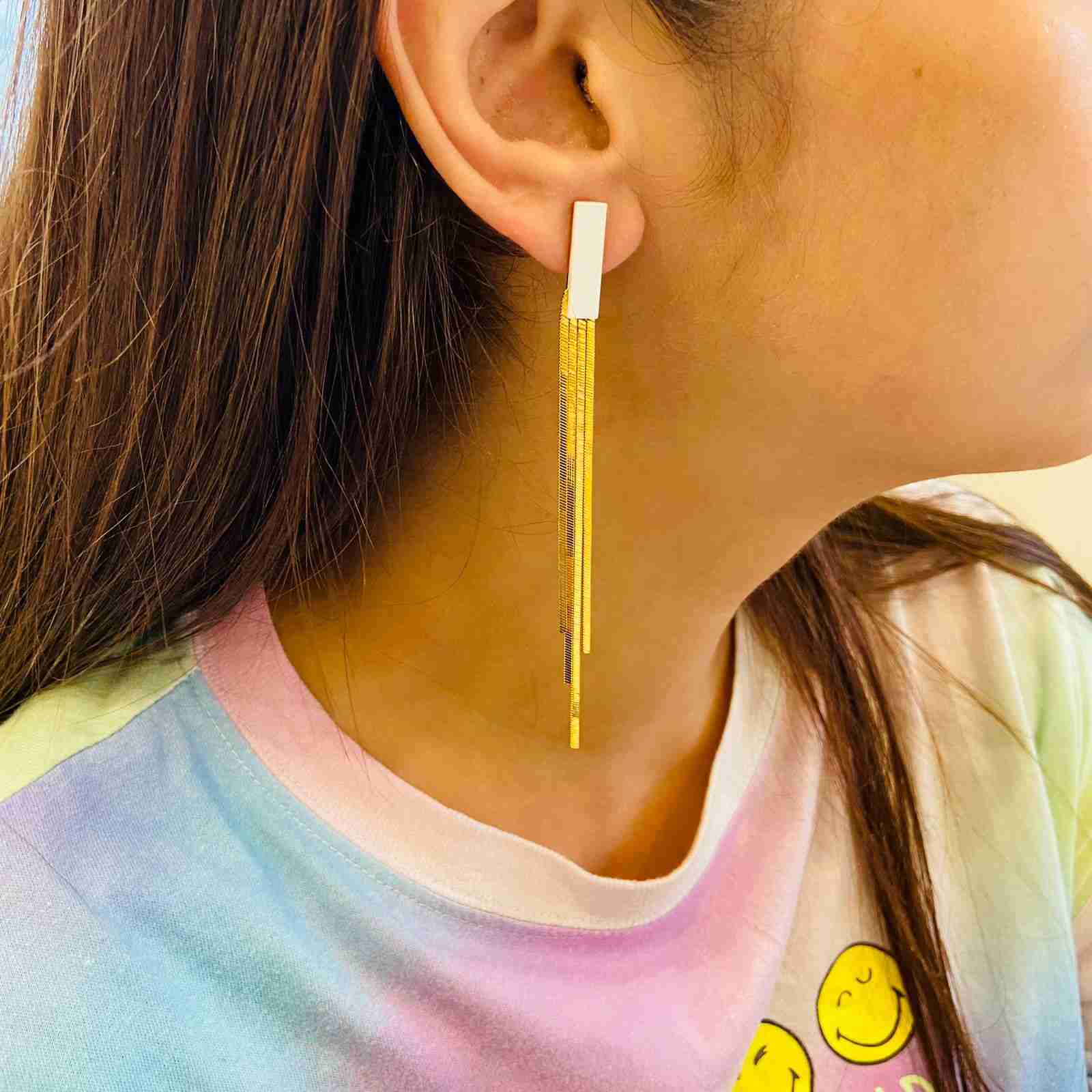 Long Hanging Gold Earrings