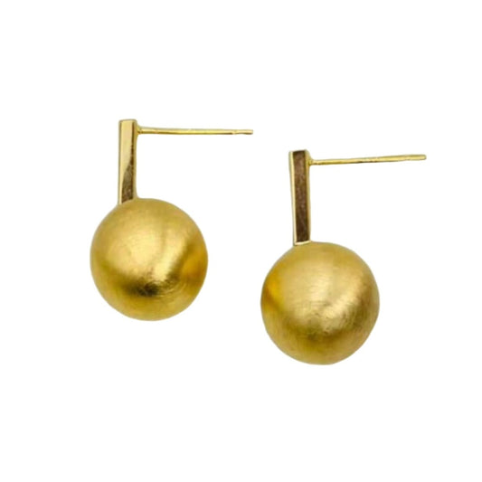 Gold Plated Drop Earrings With Golden Pearl | Gold Drop Earrings For Women