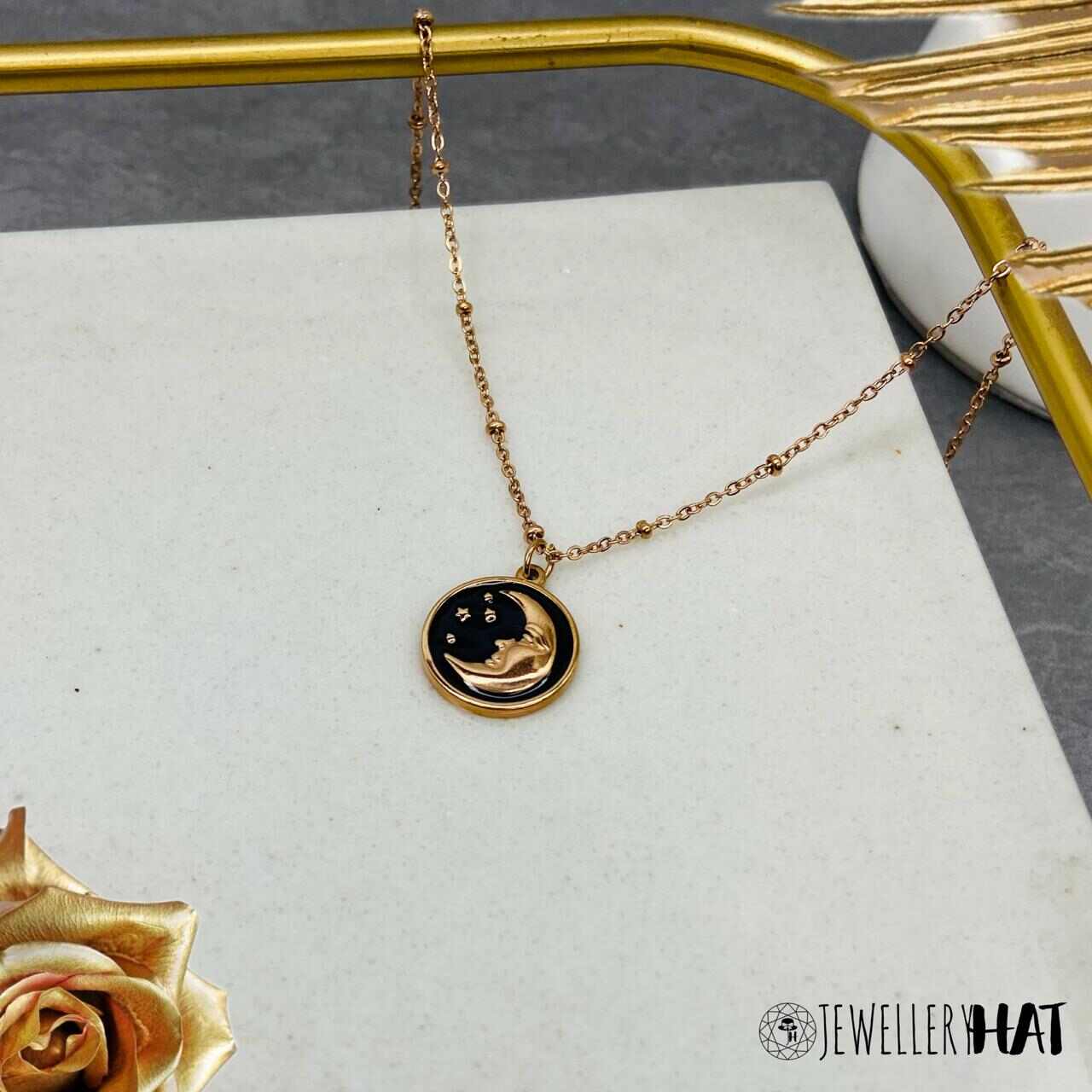 Moon Locket | Rose Gold Plated Moon Locket for Women | Artificial Jewellery