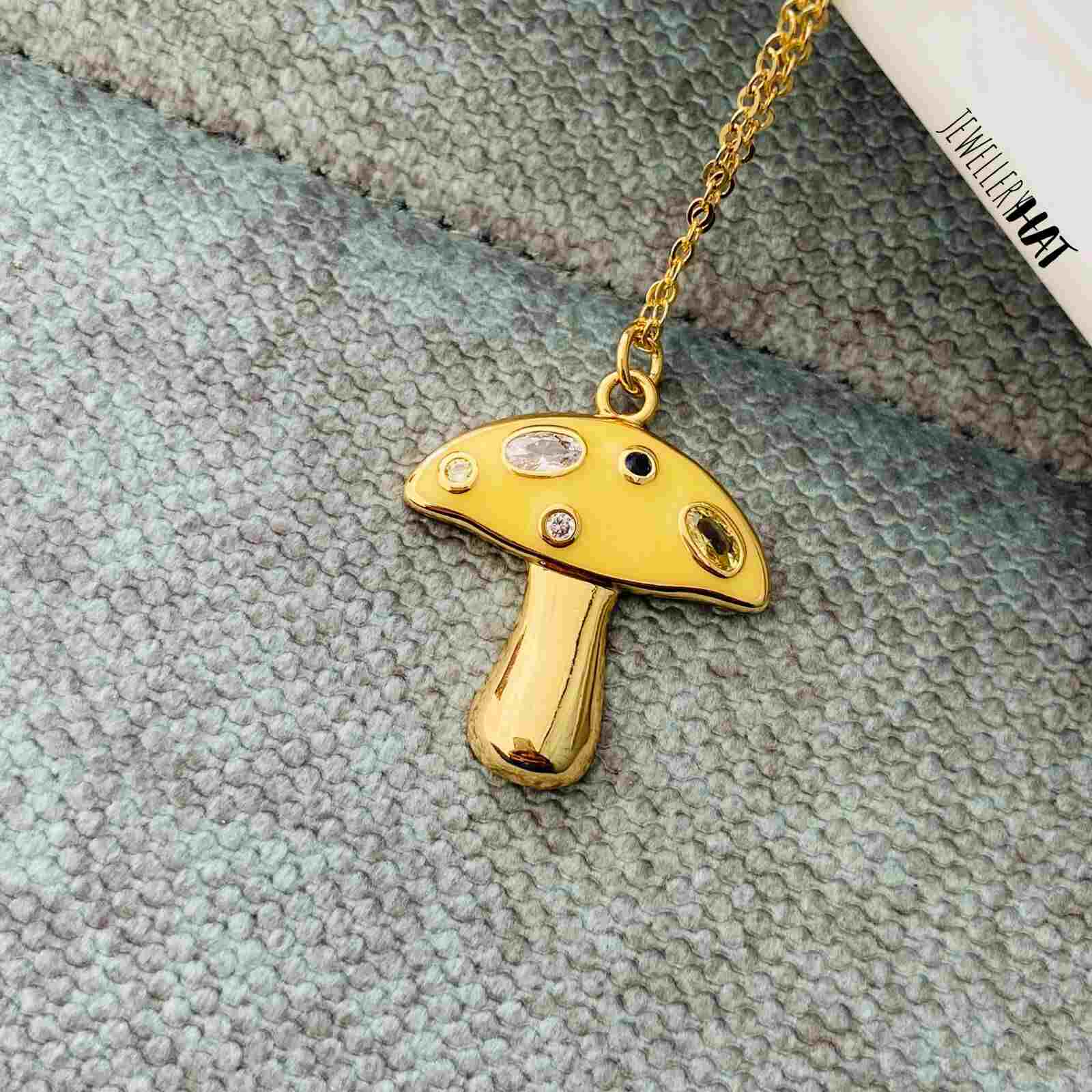 Mushroom Necklace | Gold Mushroom Necklace | Western Jewellery for Lady