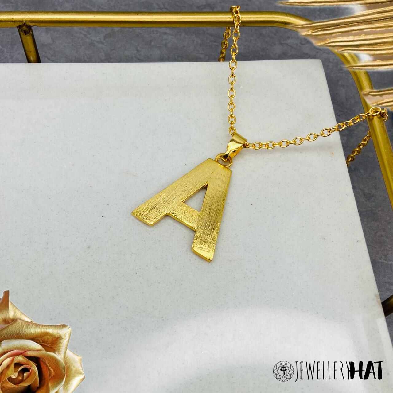 Name Gold Chain Design | Gold Plated A Word Necklace for Women | Initial Jewellery