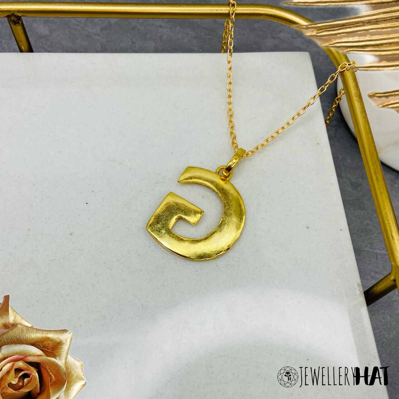 Name Locket Gold | Gold Plated G Word Necklace for Women | Initial Jewellery