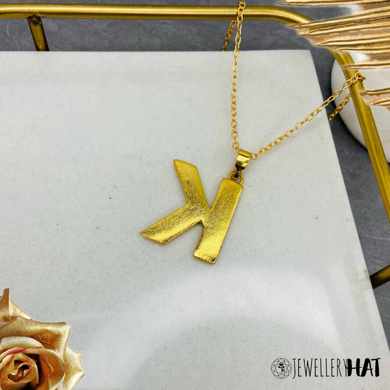 Name Pendant Design Gold | Gold Plated K Word Necklace for Women | Initial Jewellery