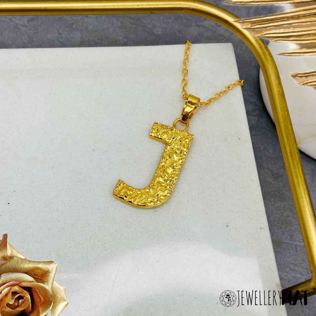 Names for Necklaces | Gold Plated J Word Necklace for Girls | Initial Jewellery