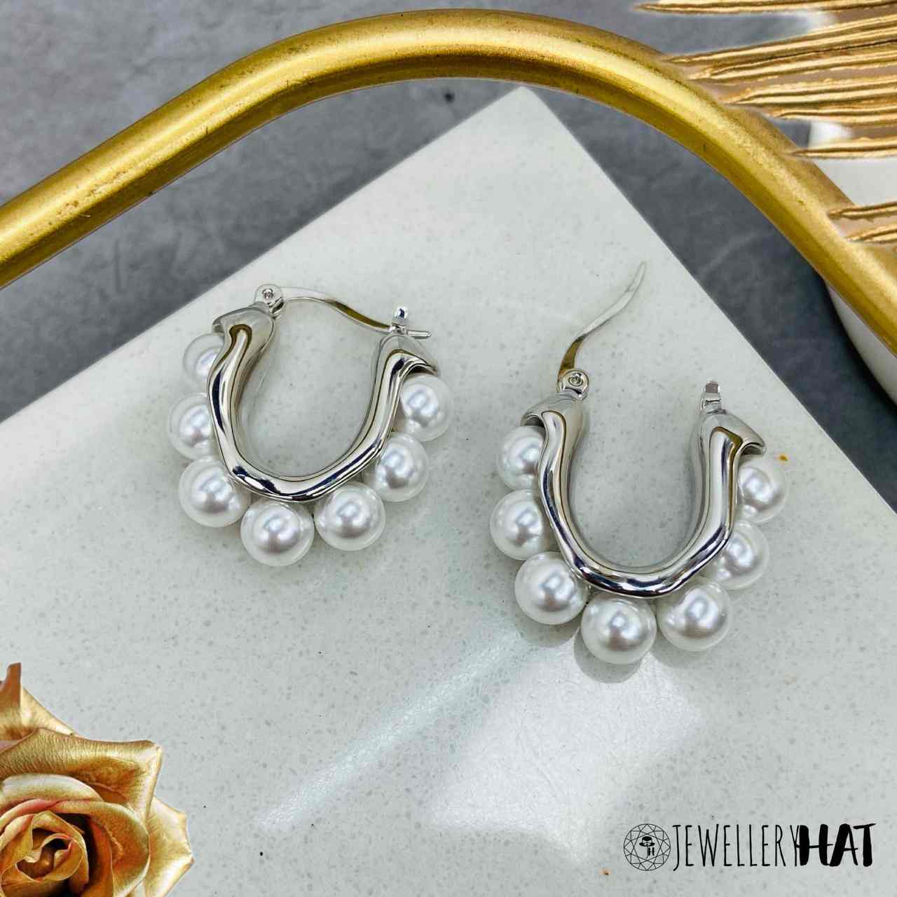 Pearl Earrings With Silver