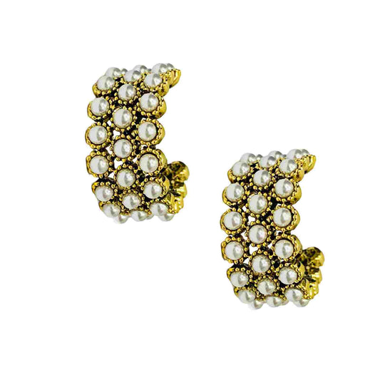 Pearl Studs | Gold Plated Earrings for Women | Artificial Jewelry