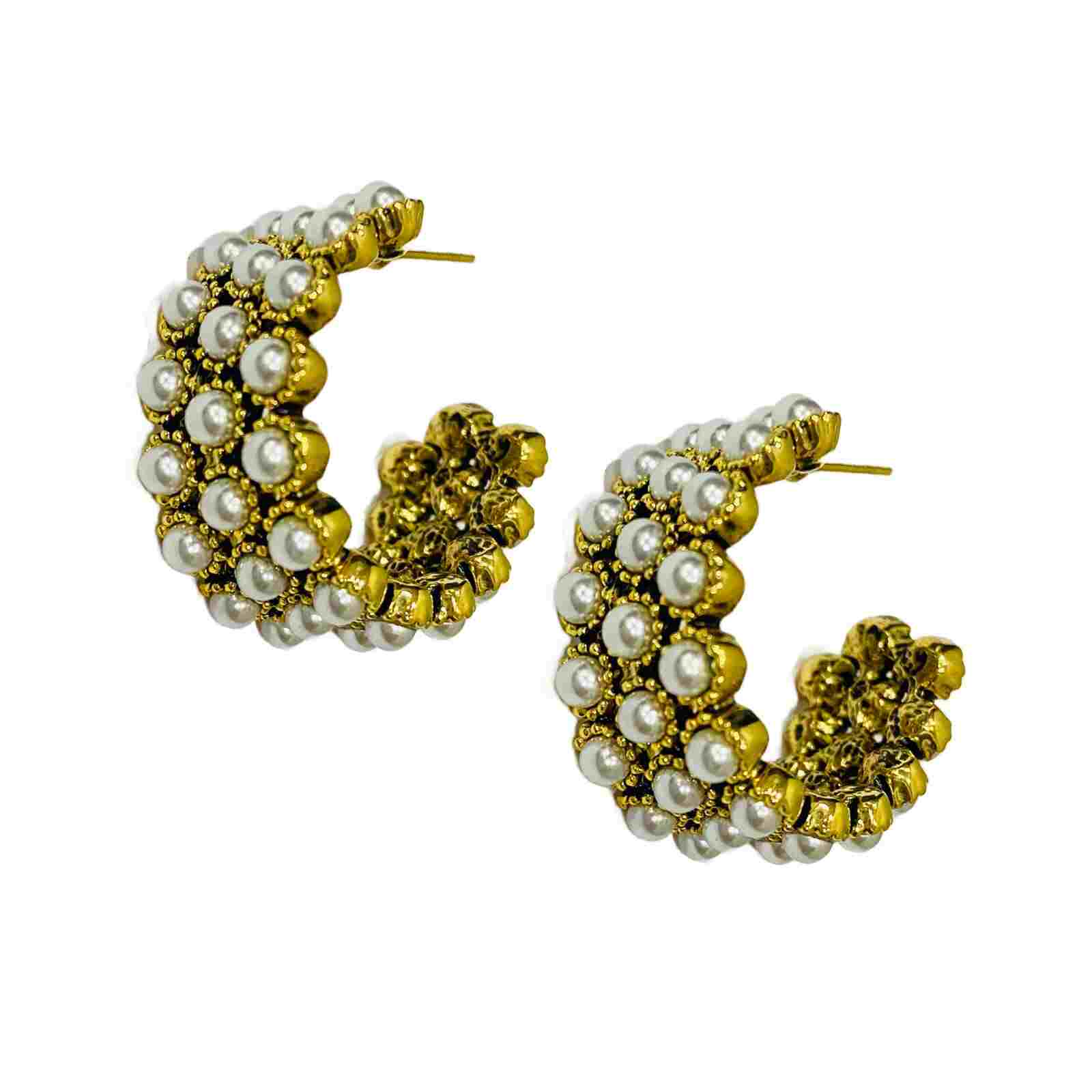 Pearl Studs | Gold Plated Earrings for Women | Artificial Jewelry