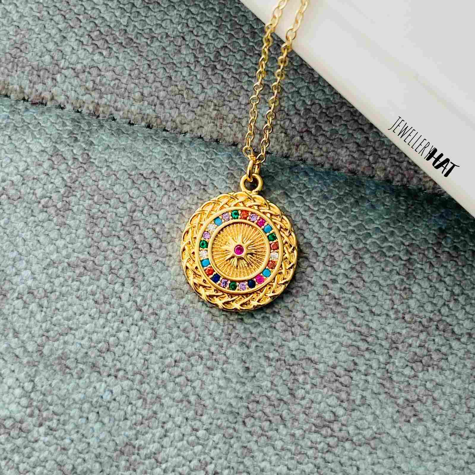 Pendant Gold Round | 18k Gold Plated | Artificial Jewellery for Girls