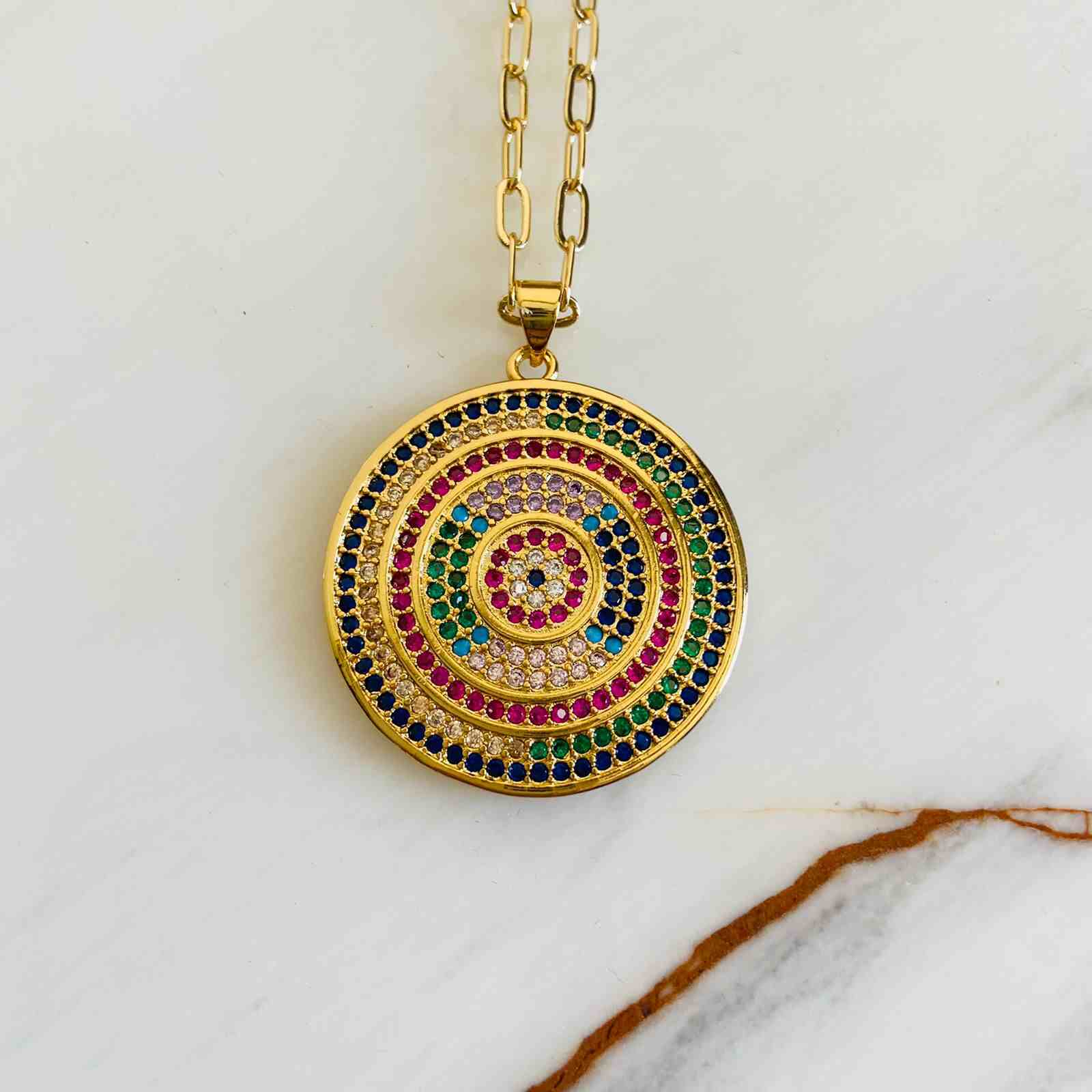 Pendant Round Gold | Gold Plated Round Necklace for Women | Artificial Jewellery