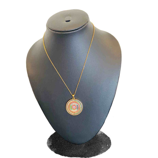 Pendant Round Gold | Gold Plated Round Necklace for Women | Artificial Jewellery