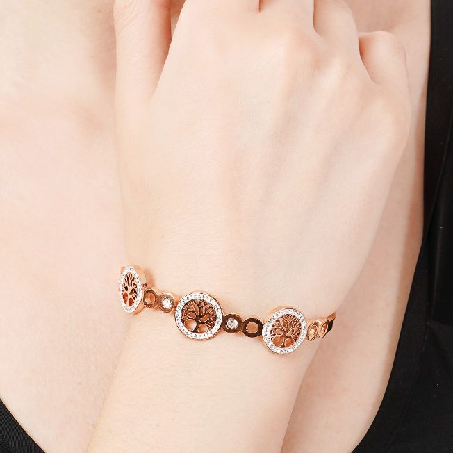 Rose Gold Bracelet | Tree of Life Rose Gold Plated Bracelet | Artificial Jewelry