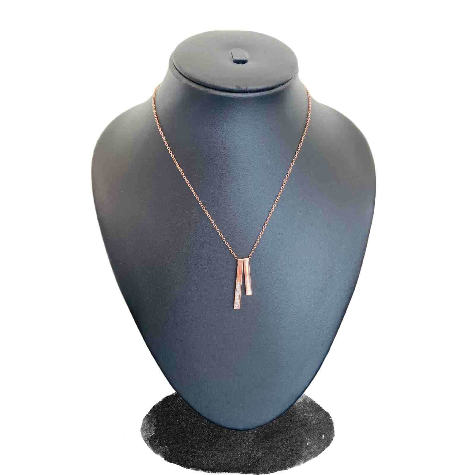 Rose Gold Chain Necklace | 2 Pendant Rose Gold Neck Chain | Rose Gold Plated Jewellery