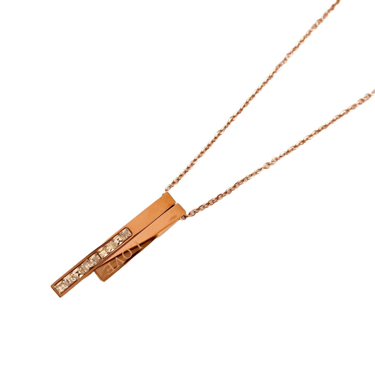 Rose Gold Chain Necklace | 2 Pendant Rose Gold Neck Chain | Rose Gold Plated Jewellery