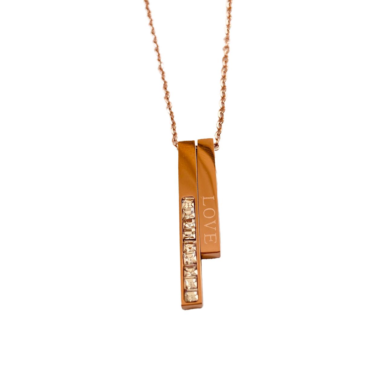 Rose Gold Chain Necklace | 2 Pendant Rose Gold Neck Chain | Rose Gold Plated Jewellery