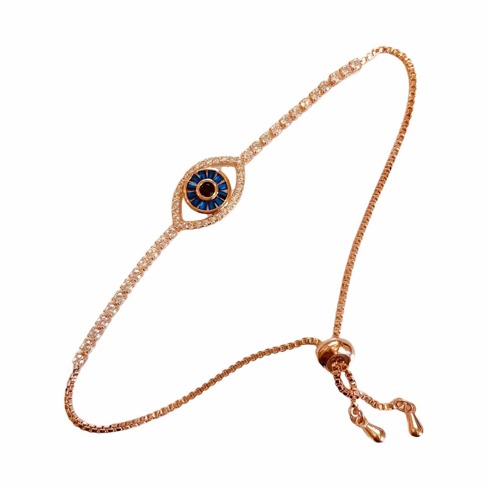 Rose Gold String Evil Eye Bracelet For Girls | Fashion Jewellery In Best Prices Online