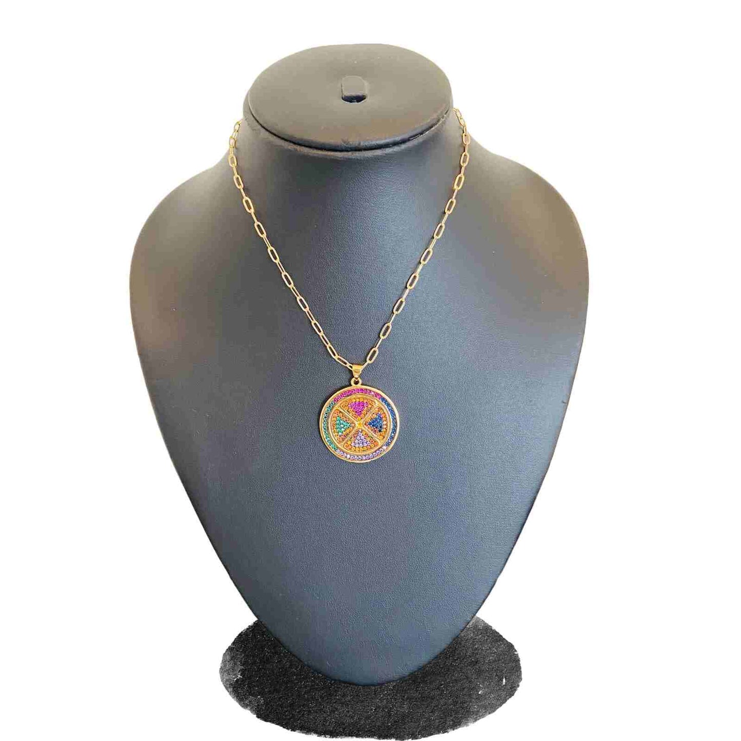 Big Round Gold Pendant | Gold Plated Round Necklace for Girls | Artificial Jewellery