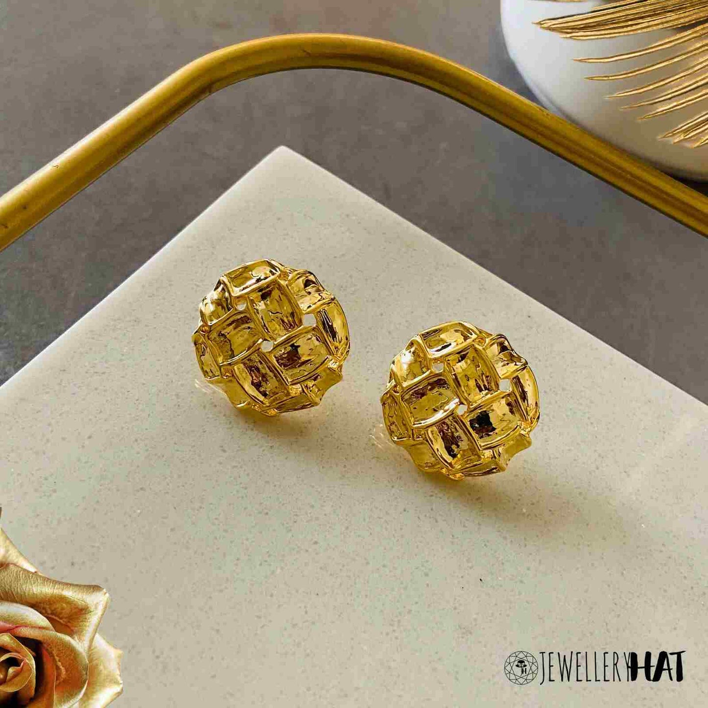 Round Gold Plated Earrings