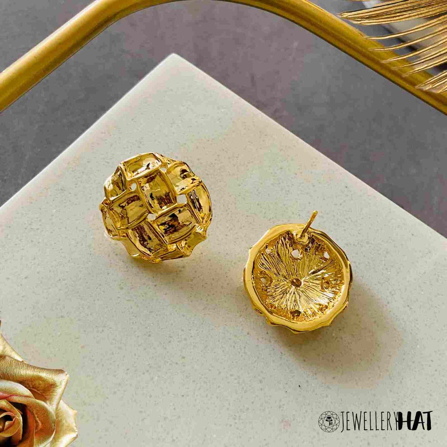 Round Gold Plated Earrings