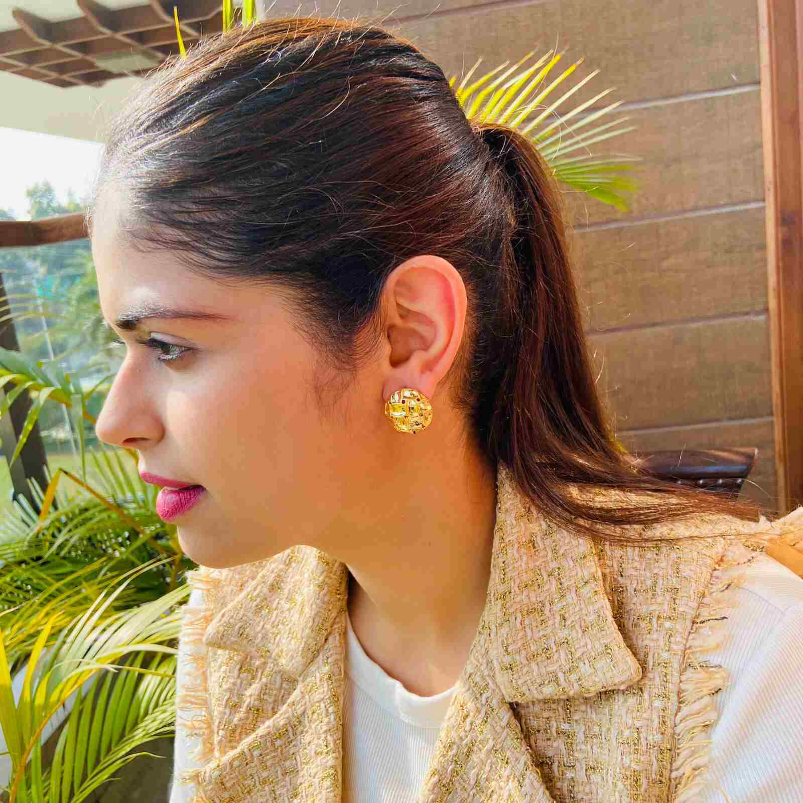 Round Gold Plated Earrings