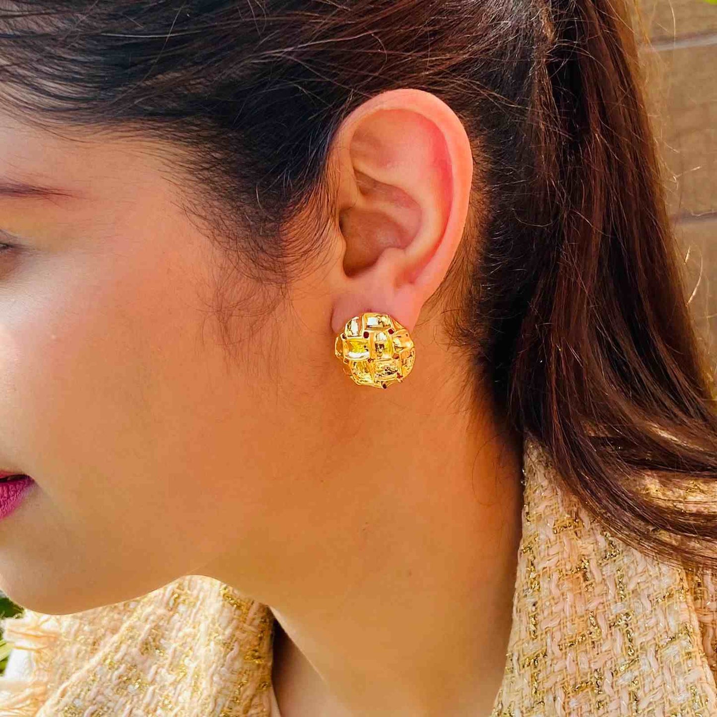 Round Gold Plated Earrings