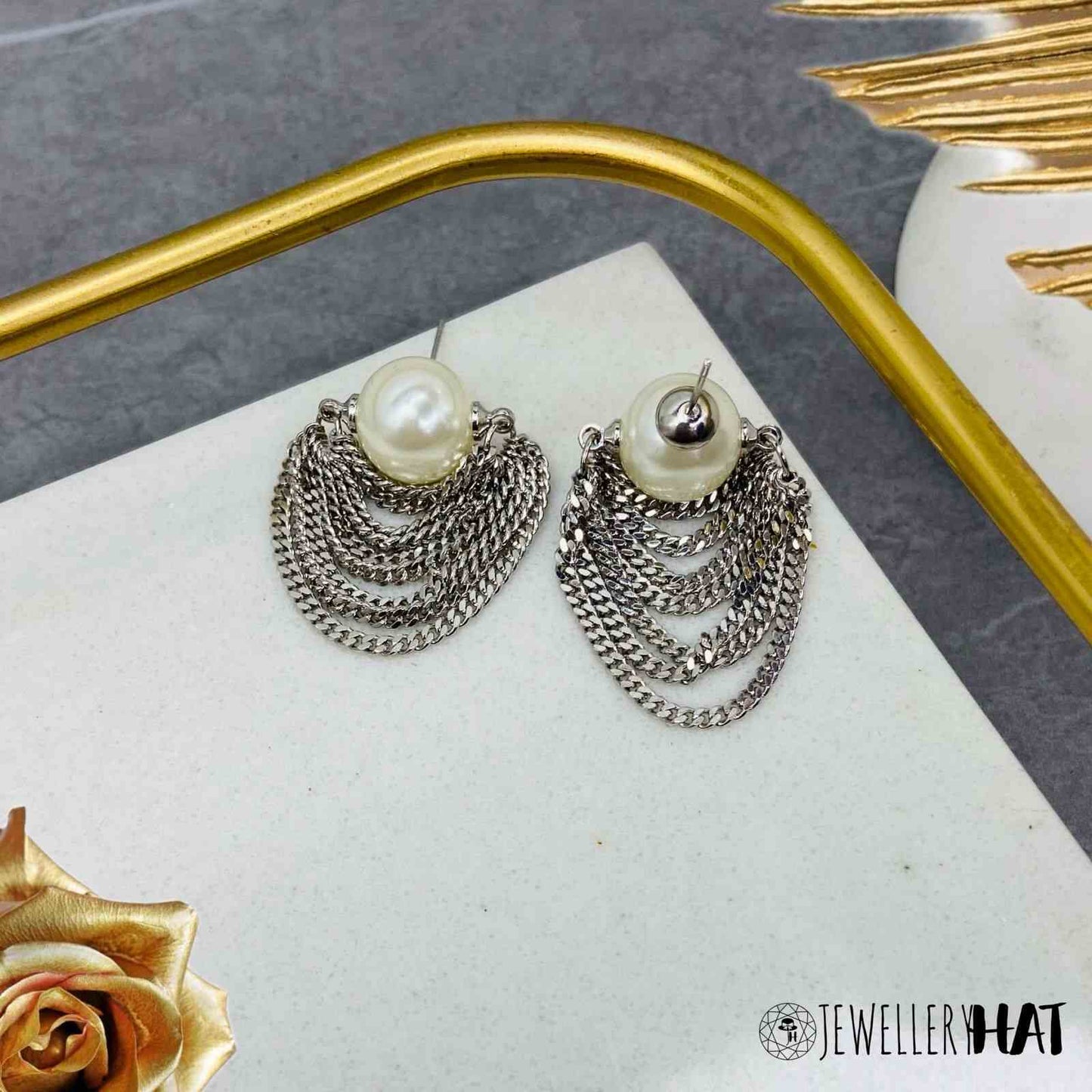 Silver Earrings With Pearl