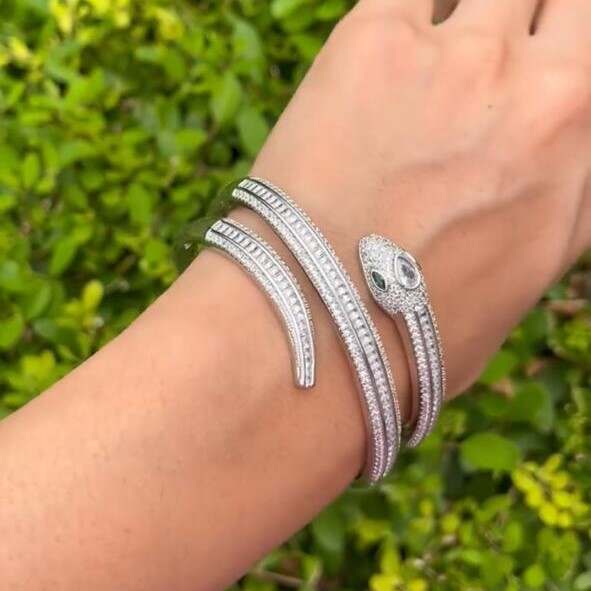 Silver Luxury Snake Bracelet | Hand bracelet Silver | JH Luxe Jewellery