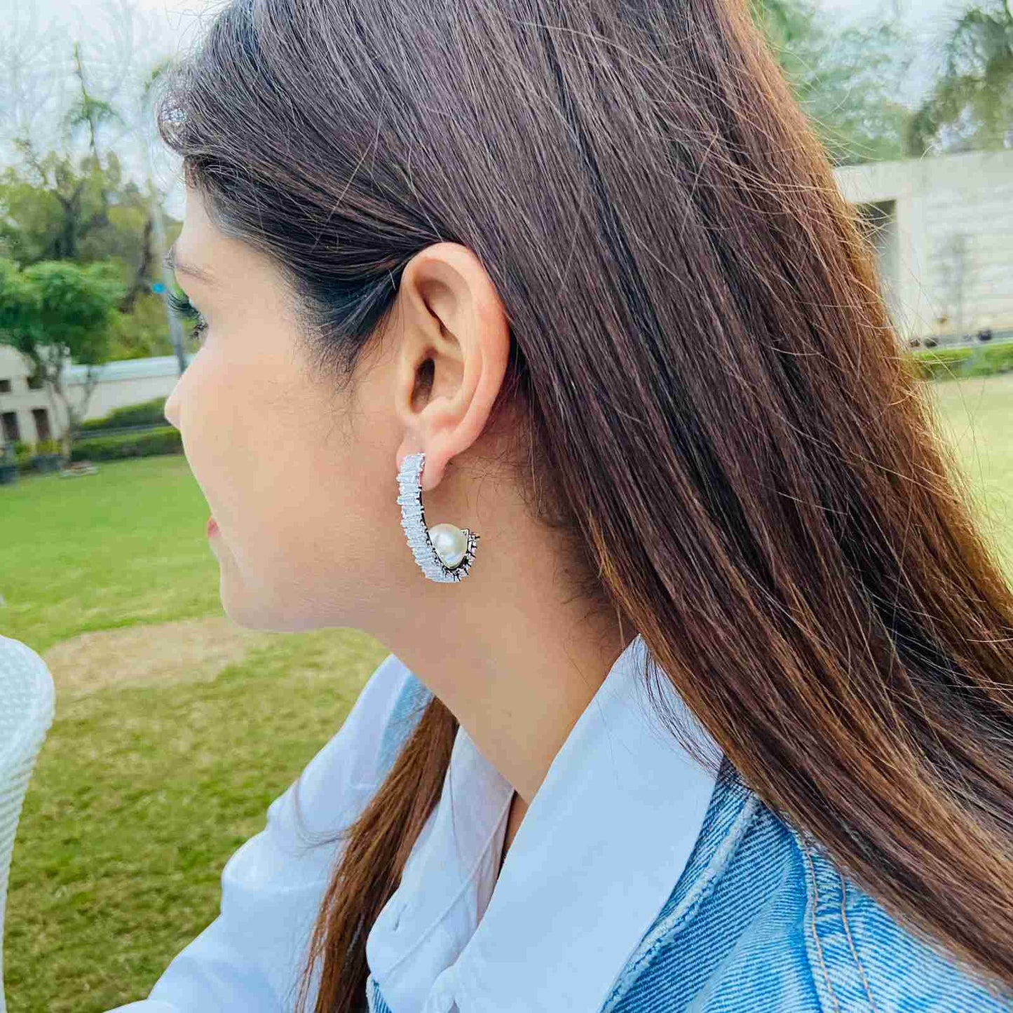 Single Moti Earrings