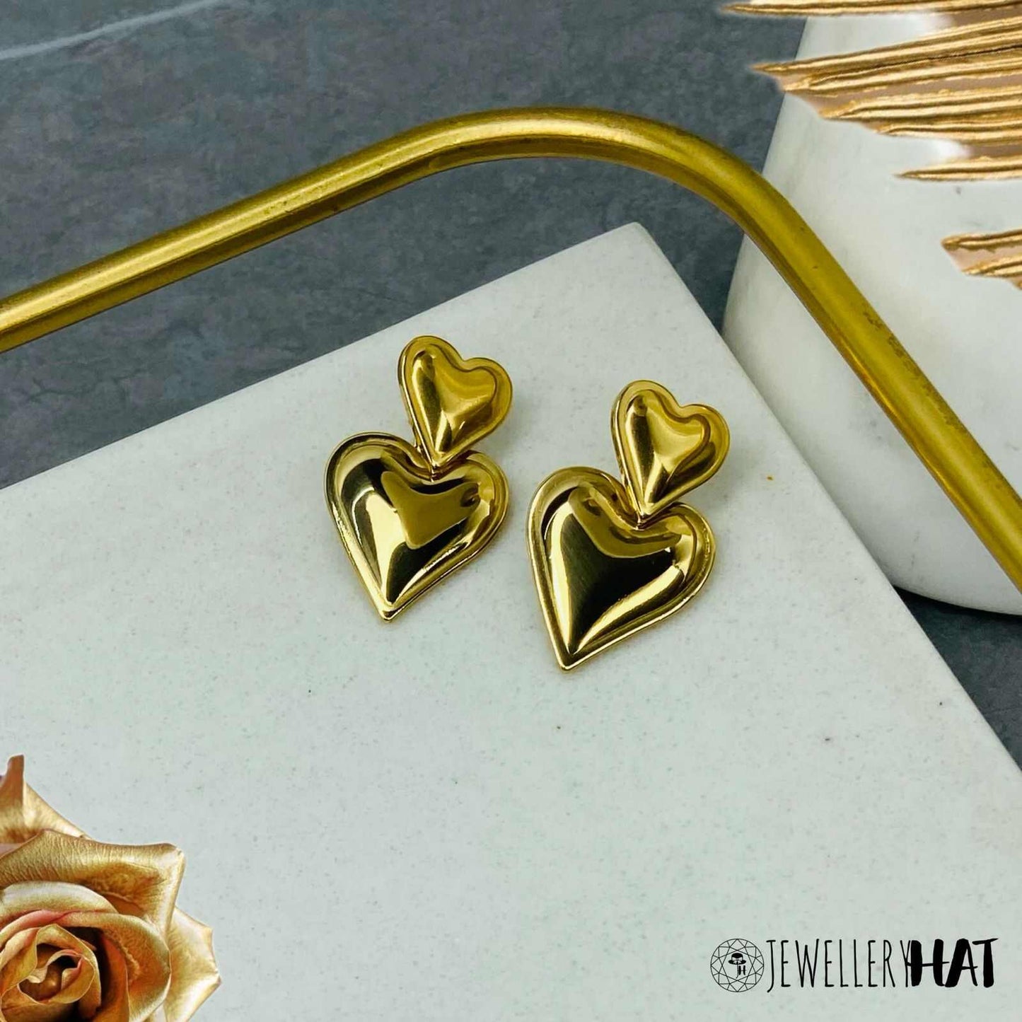 Small Heart Shaped Earrings Gold