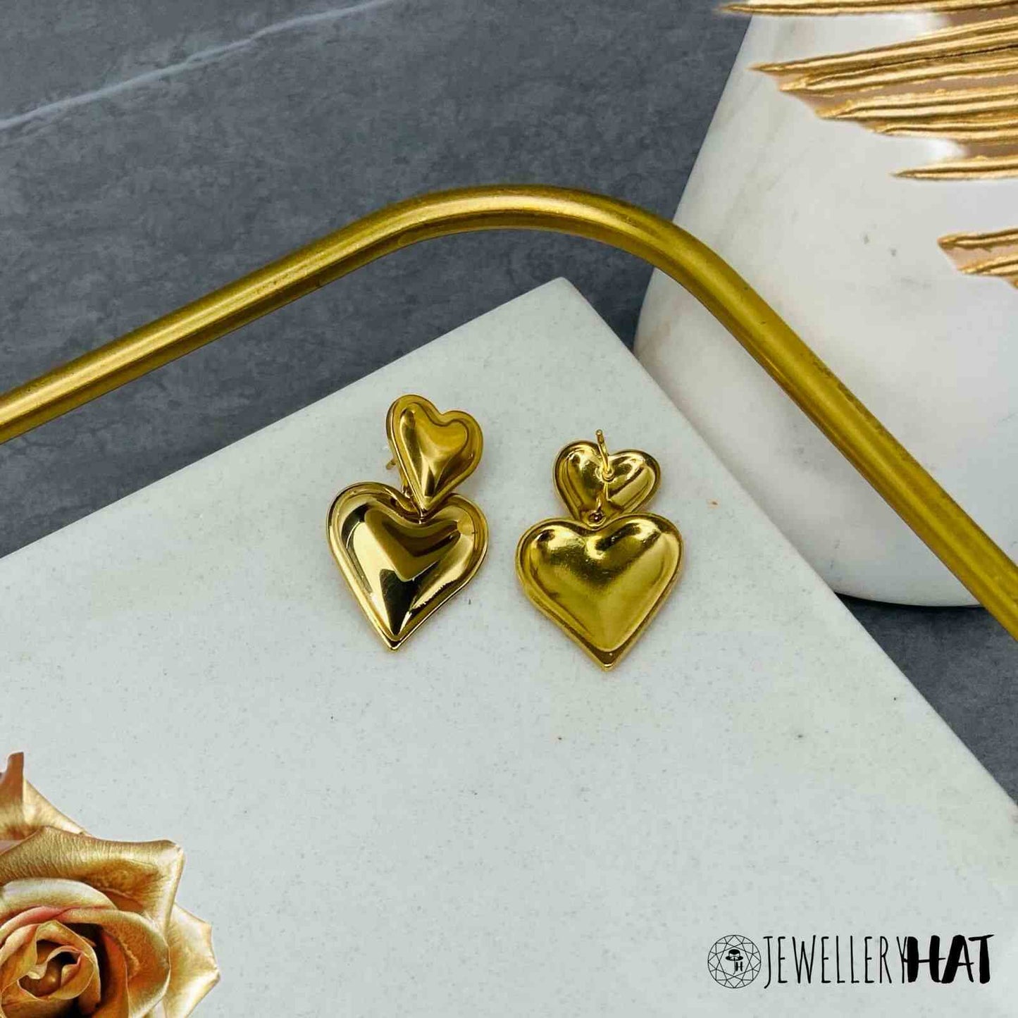 Small Heart Shaped Earrings Gold