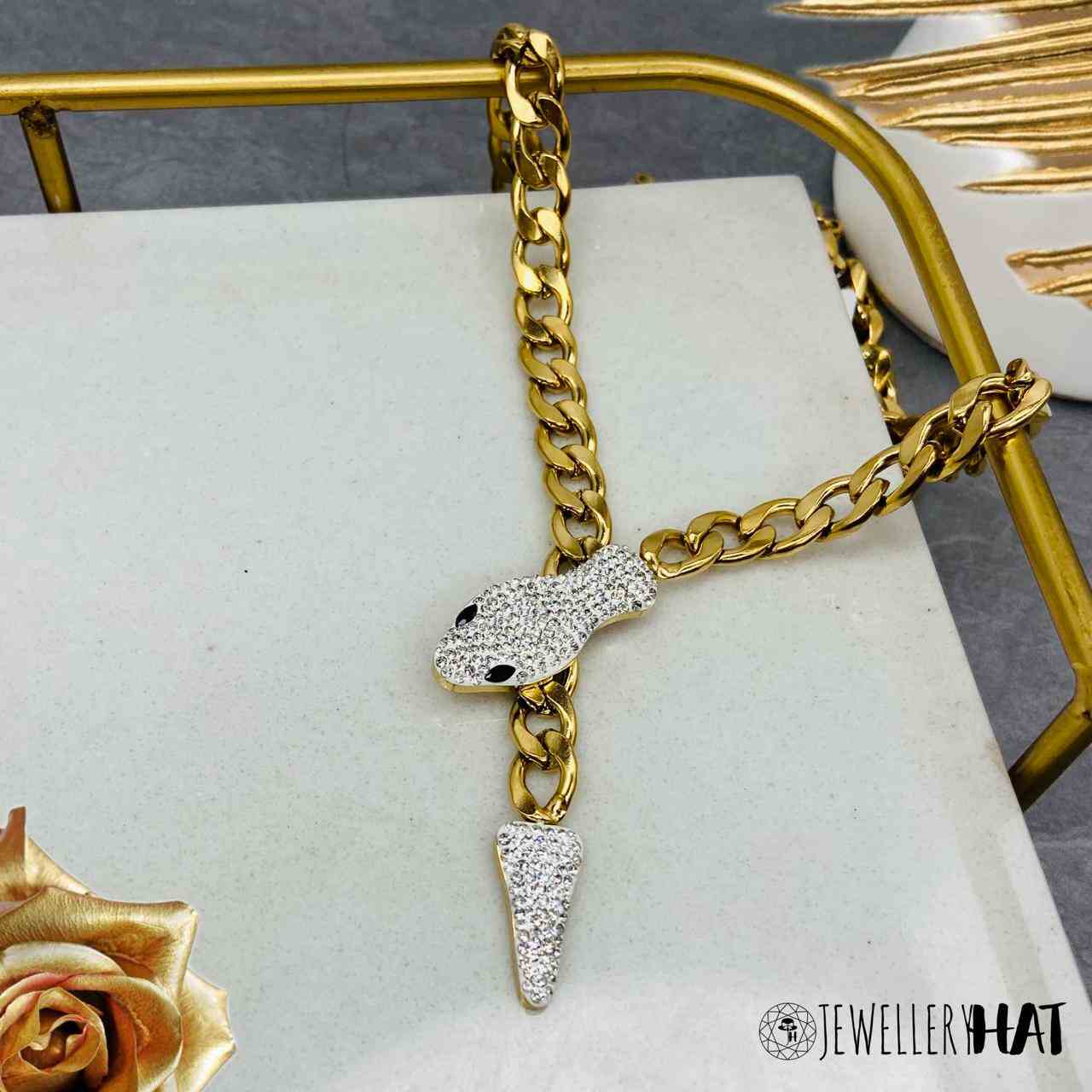 Snake Chain | Gold Plated Snake Chain Necklace for Women | Snake Jewellery