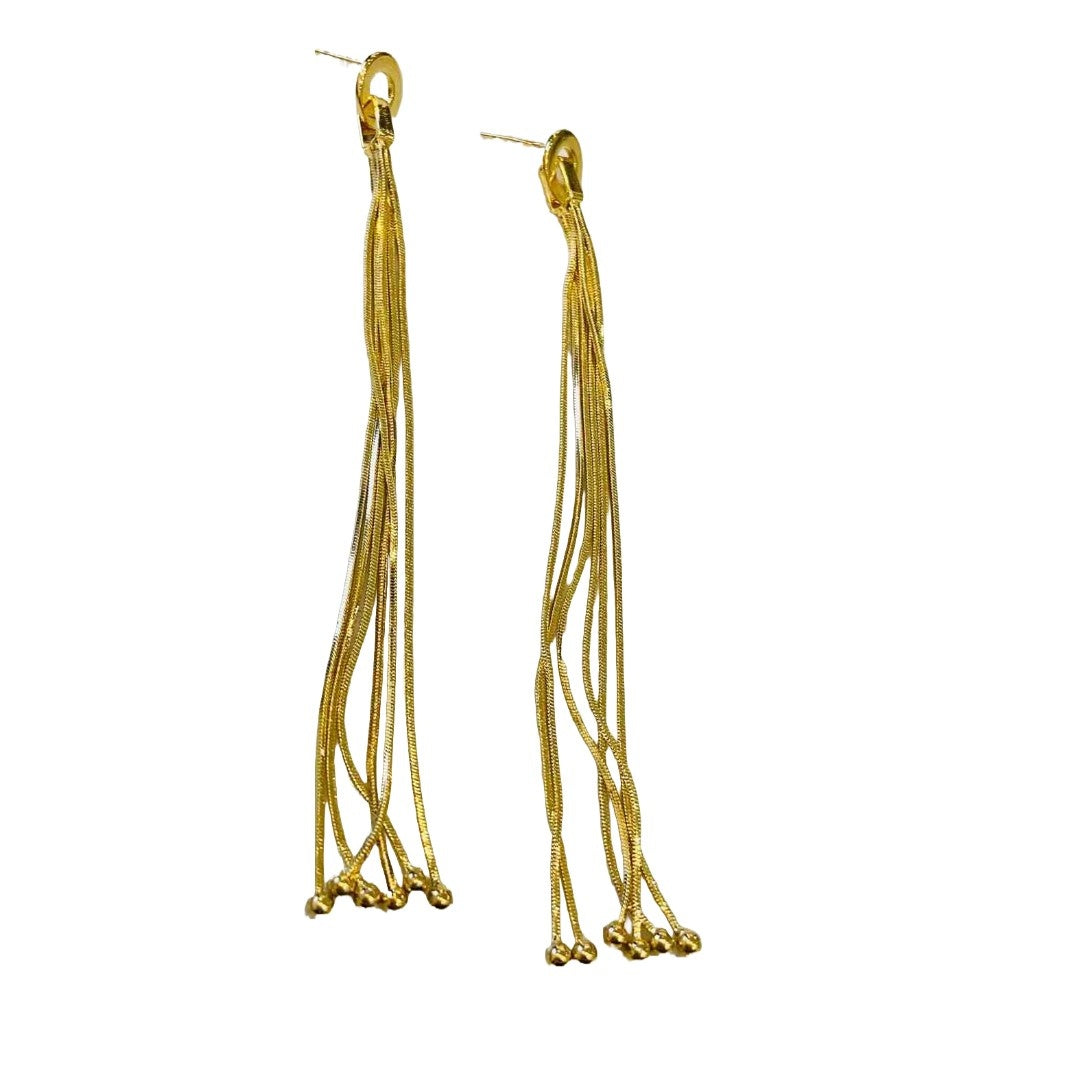 Gold Earrings Tassel