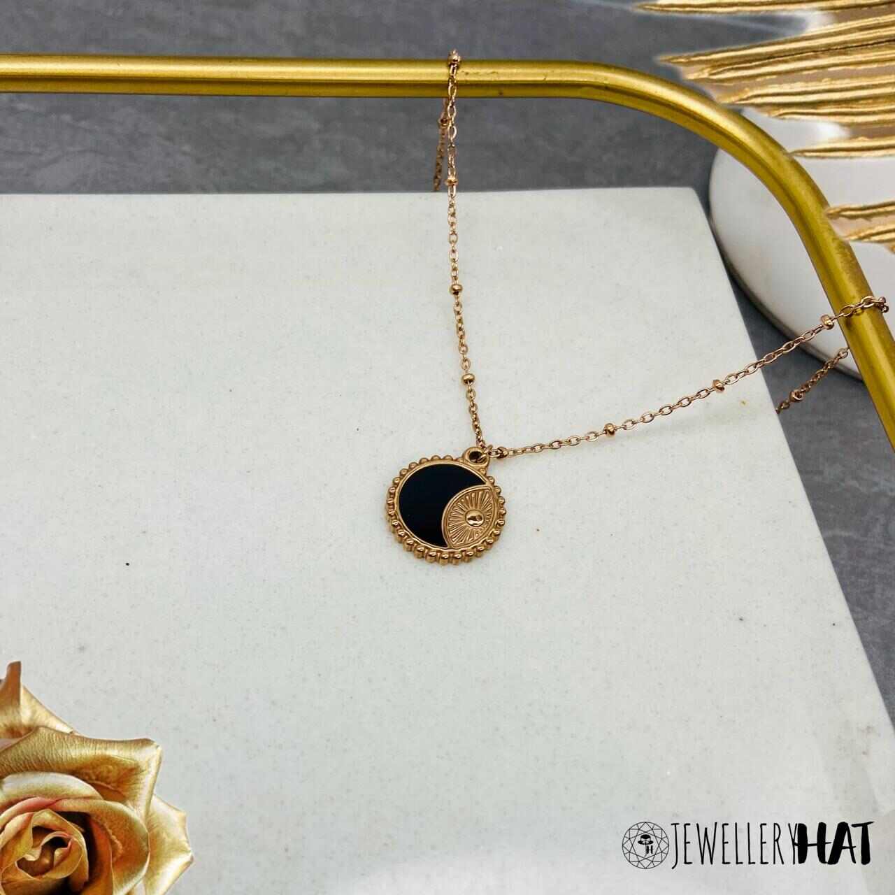 Sun Moon Necklace | Rose Gold Plated Sun Moon Necklace for Women | Artificial Jewellery