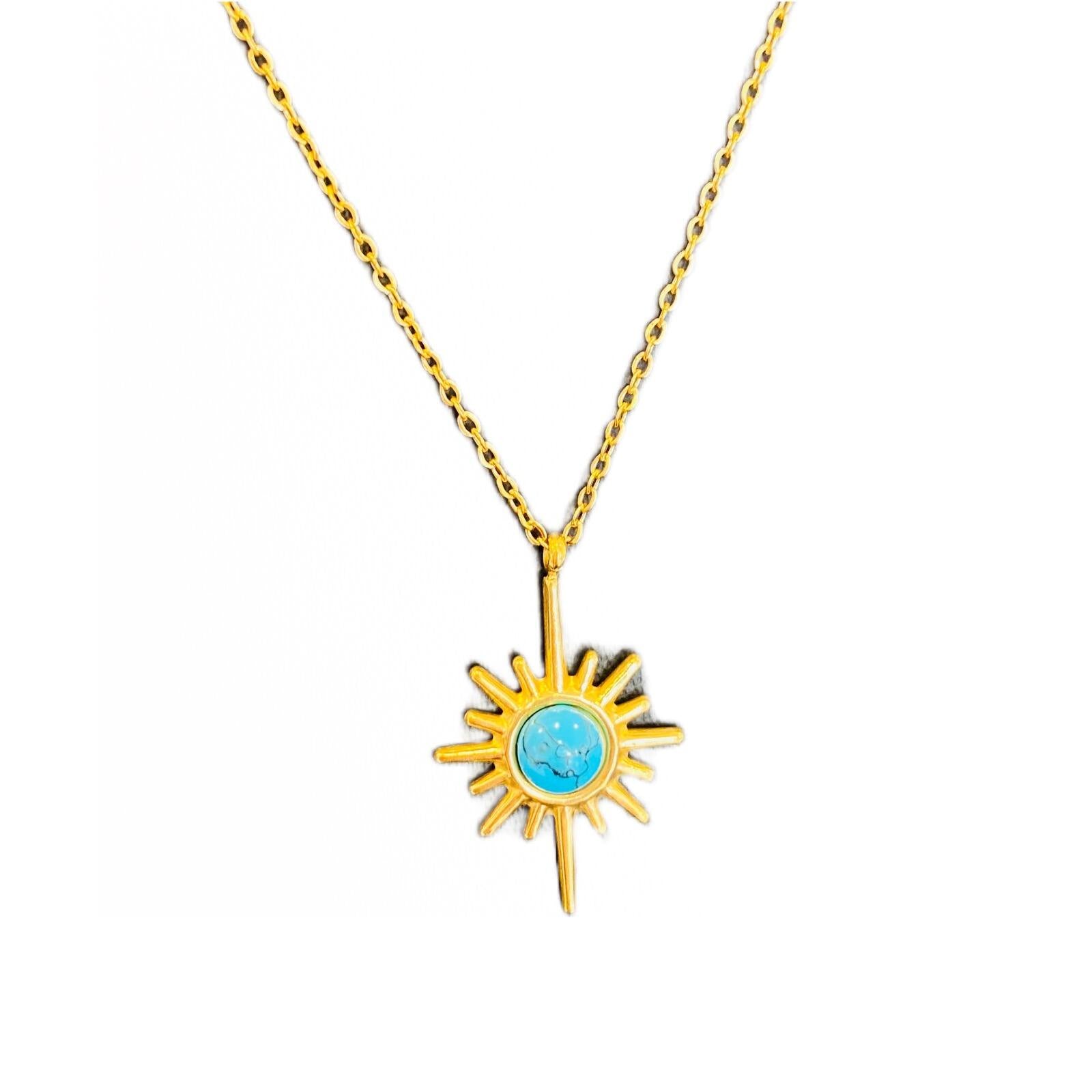 Sun Pendant Gold | Imitation Gold Necklace | Modern Fashion Jewellery