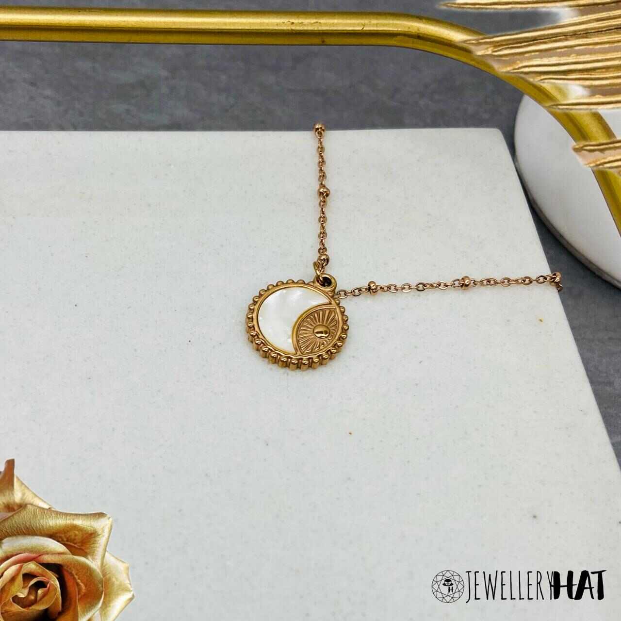 Sun and Moon Necklace | Gold Plated Sun Moon Necklace for Girls | Artificial Jewellery