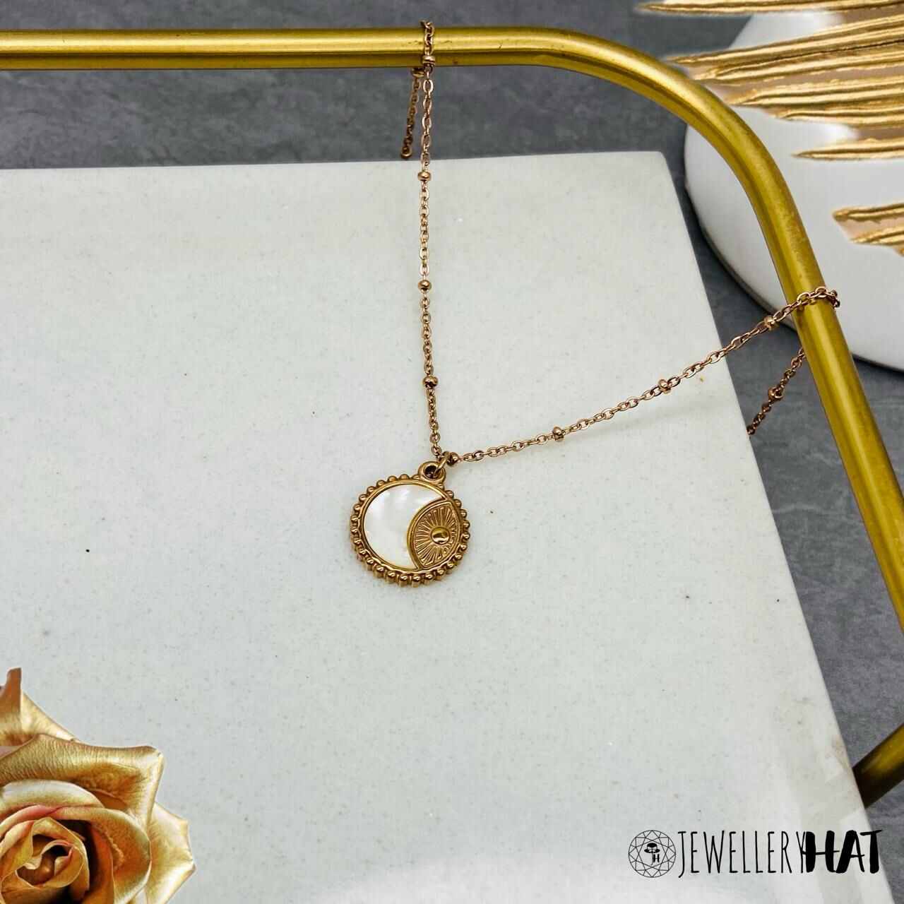 Sun and Moon Necklace | Gold Plated Sun Moon Necklace for Girls | Artificial Jewellery