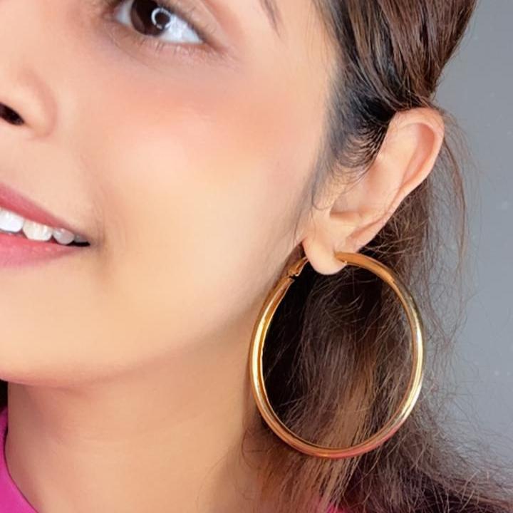 Thick Gold Hoop Earrings | Fashion Jewellery