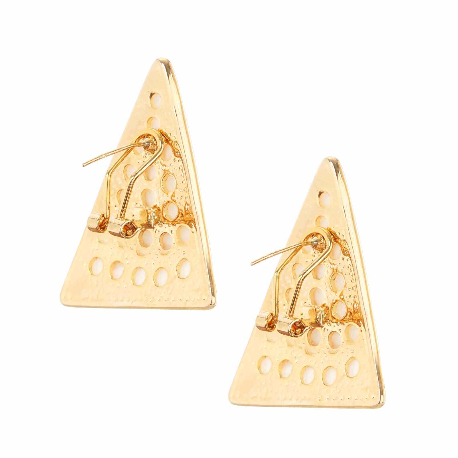 Triangle Shaped Stud Earrings, 14K Gold Studs, Crystal Studs – AMYO Jewelry