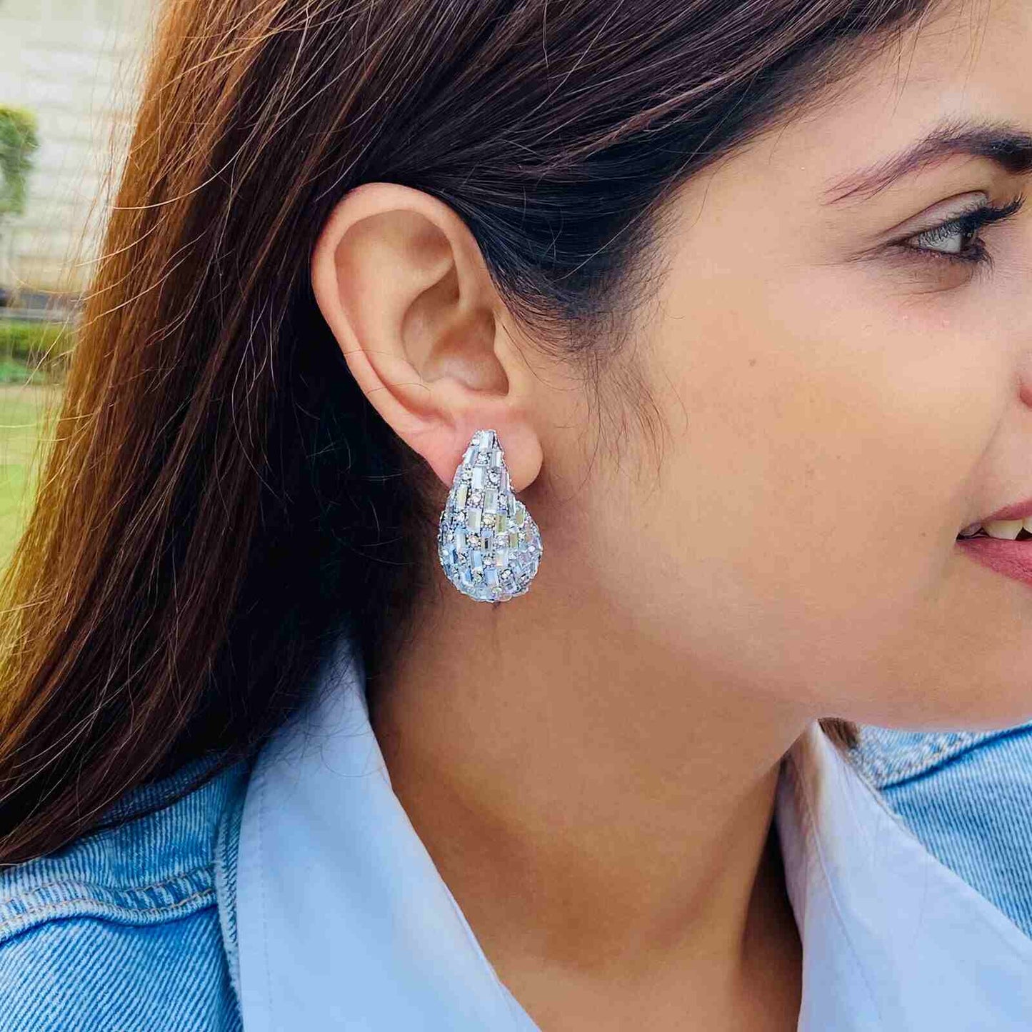 White Earrings Western