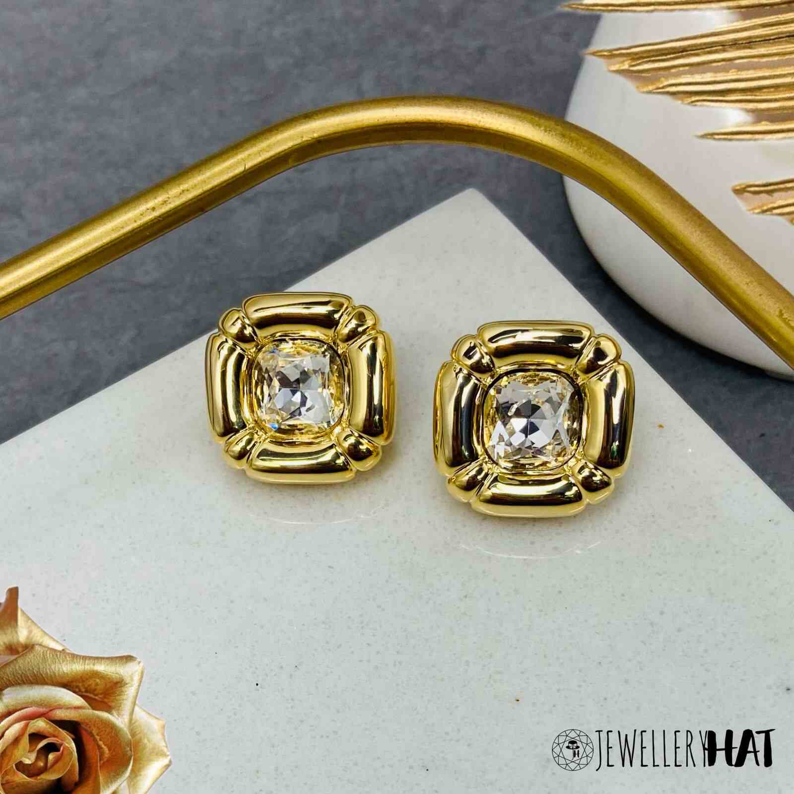 Women Stud Gold Earrings