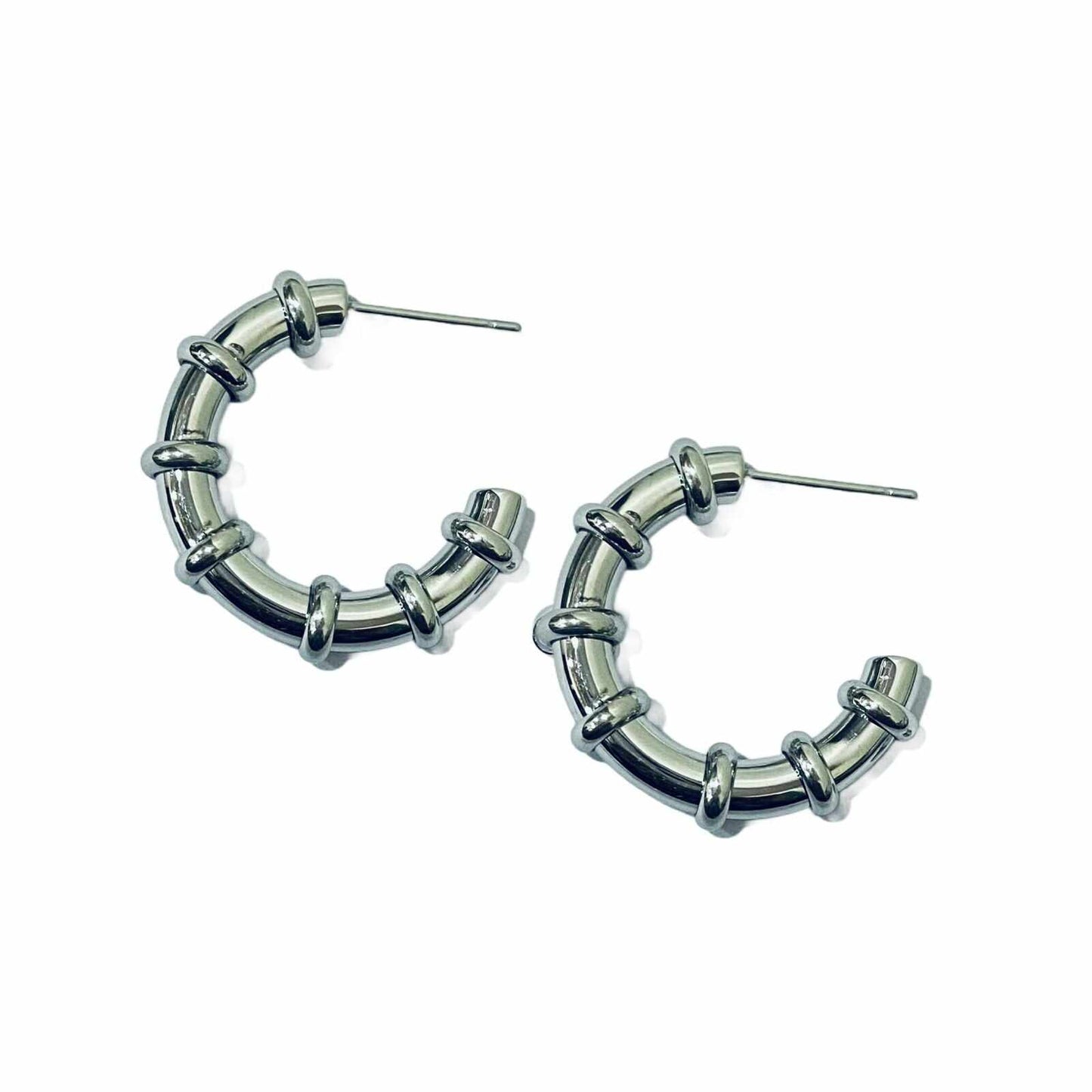 Chunky Silver Hoop Earrings | Modern Earrings | Silver Plated Jewellery