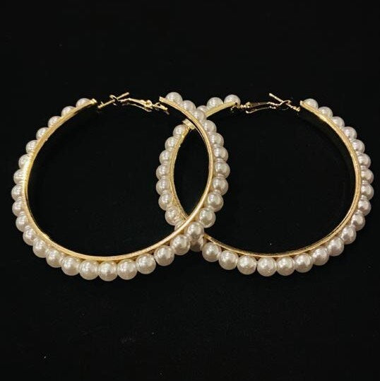 Pearl Hoops - Fashion Jewellery By Jewellery Hat